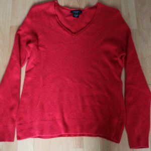 Lord & Taylor 100% Cashmere Red V Neck Sweater